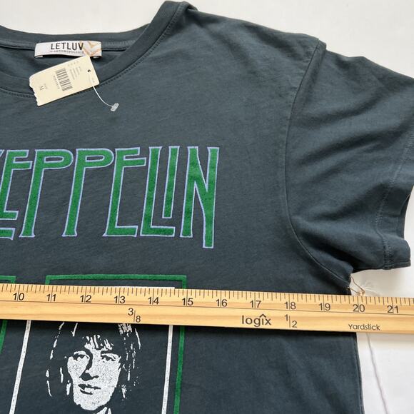 NWT Let Luv For Anthropologie Led Zeppelin T-Shirt Womens Medium Faded Black USA - Picture 8 of 10